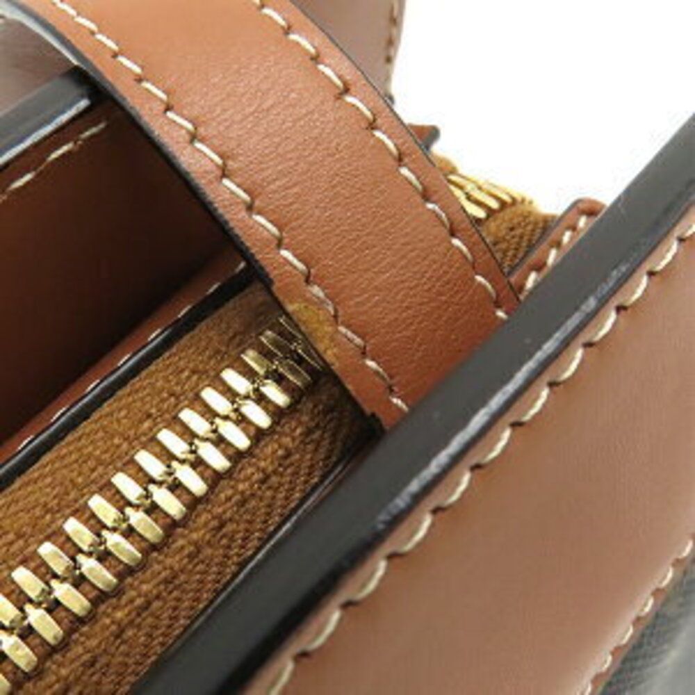 Celine Teen Cabas de shoulder bag leather Triomphe canvas tan black brown - Picture 8 of 9